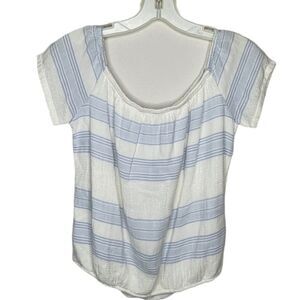 Monrow Top White Blue NWT
